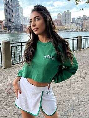 RARE Revolve Tennis club matching SET: green sweatshirt and terry tennis skirt